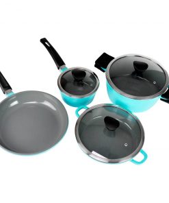 Zelancio 7 Piece Cast Aluminum Ceramic Coated Nonstick Cookware Set, Induction Base