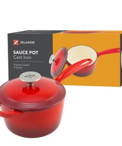 Zelancio 2 Quart Enameled Cast Iron Sauce Pan With Lid HOME GOODS