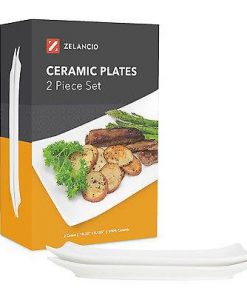 Zelancio HOME GOODS Ceramic Serving Plate For Lava Hot Stone Cooking Set, Set Of 2 Plates
