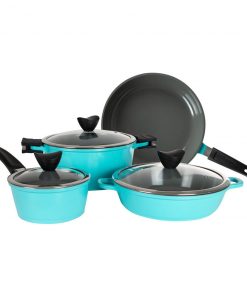Zelancio 7 Piece Cast Aluminum Ceramic Coated Nonstick Cookware Set, Induction Base
