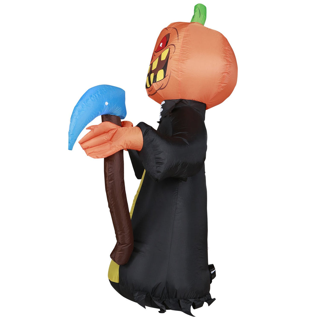 Holidayana HOME GOODS 5 Ft Pumpkin Head Reaper With Scythe Halloween Inflatable 6 Holidayana HOME GOODS 5 Ft Pumpkin Head Reaper With Scythe Halloween Inflatable