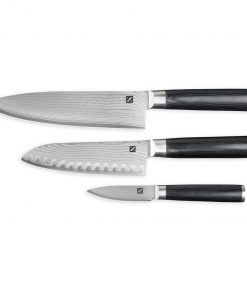 Zelancio Premium 3 Piece Japanese Steel Professional Chef Knife Set With High Carbon VG-10 Core And 67 Layer Damascus Steel, Wooden Handle