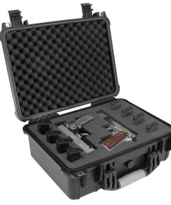 Elkton Outdoors HARD 4 PISTOL GUN CASE WITH LOCKING HOLES & AUTO PRESSURE ADJUSTMENT
