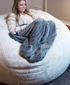 Moonstone White Fur 4ft Memory Foam Bean Bag HOME GOODS