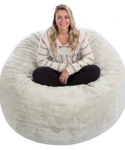 Moonstone White Fur 4ft Memory Foam Bean Bag HOME GOODS