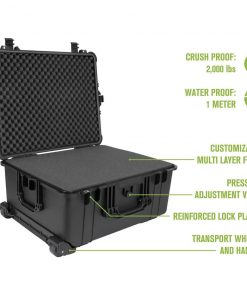 Elkton Outdoors 8 Pistol Hard Rolling Gun Case- TSA Approved: Crush Resistant & Waterproof SPORTING GOODS