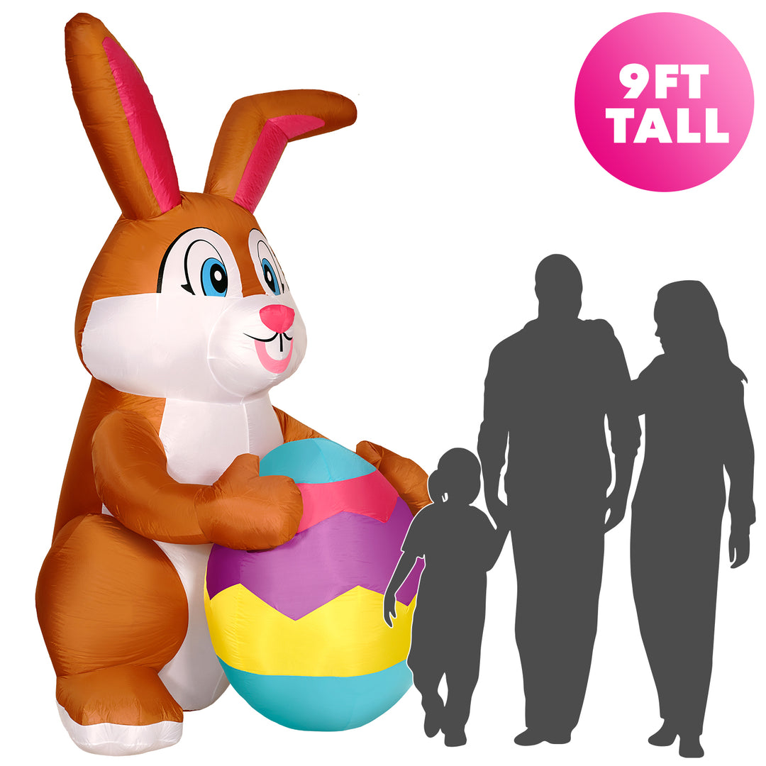 Holidayana LAWN & GARDEN DECOR 9ft Tall Easter Bunny With Egg Lawn Inflatable, Bright Lights, Built-in Fan, And Included Stakes And Ropes 2 Holidayana LAWN & GARDEN DECOR 9ft Tall Easter Bunny With Egg Lawn Inflatable, Bright Lights, Built-in Fan, And Included Stakes And Ropes