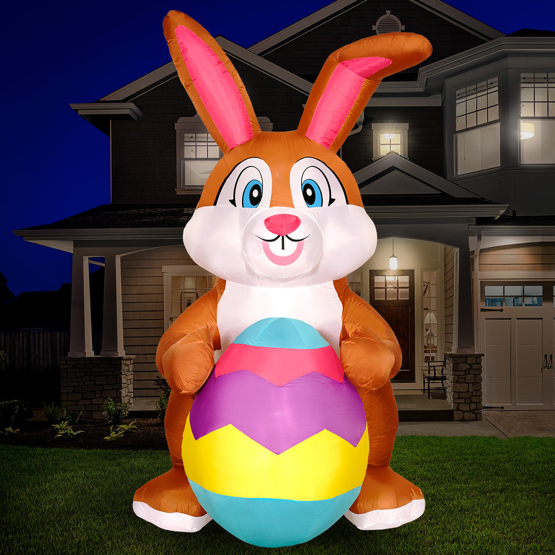 Holidayana LAWN & GARDEN DECOR 9ft Tall Easter Bunny With Egg Lawn Inflatable, Bright Lights, Built-in Fan, And Included Stakes And Ropes 1 Holidayana LAWN & GARDEN DECOR 9ft Tall Easter Bunny With Egg Lawn Inflatable, Bright Lights, Built-in Fan, And Included Stakes And Ropes