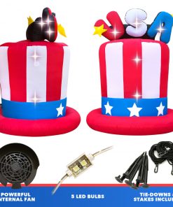 Holidayana 6ft Tall Fourth Of July USA Hat Yard Inflatable 9 Holidayana 6ft Tall Fourth Of July USA Hat Yard Inflatable