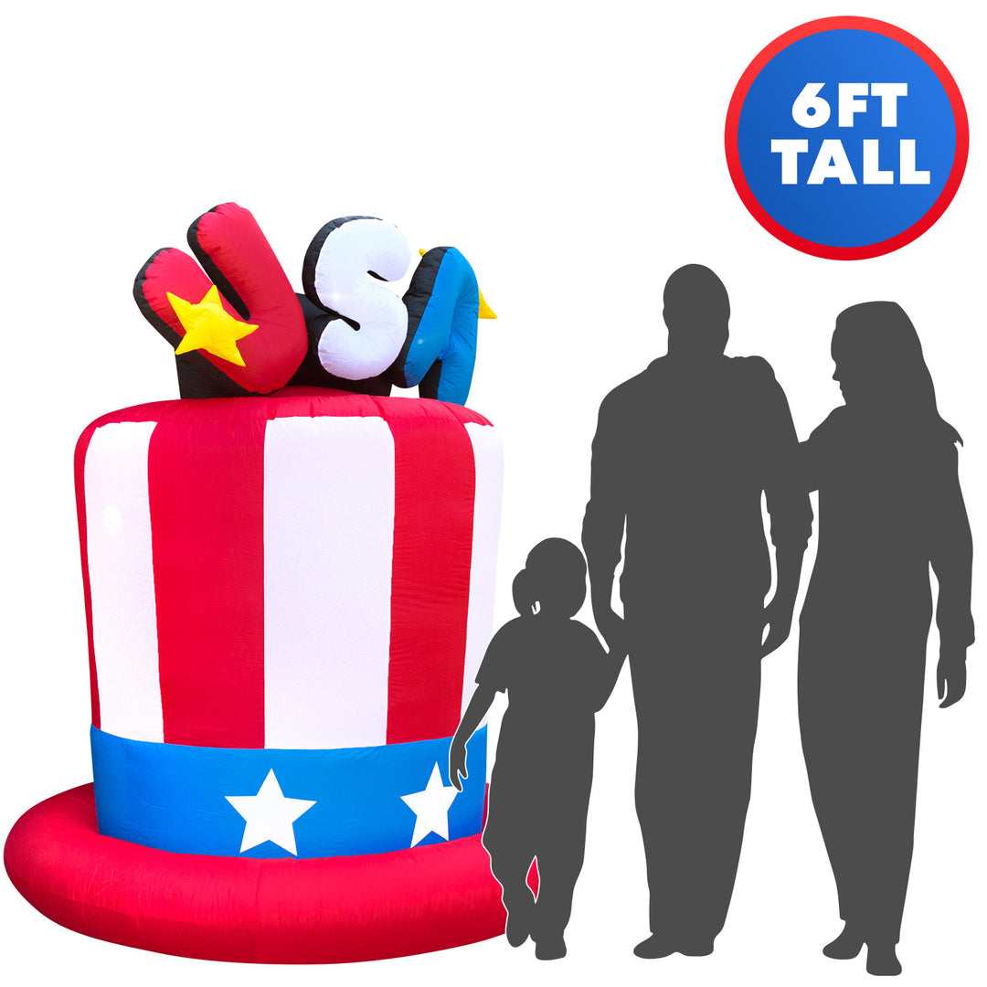 Holidayana 6ft Tall Fourth Of July USA Hat Yard Inflatable 2 Holidayana 6ft Tall Fourth Of July USA Hat Yard Inflatable