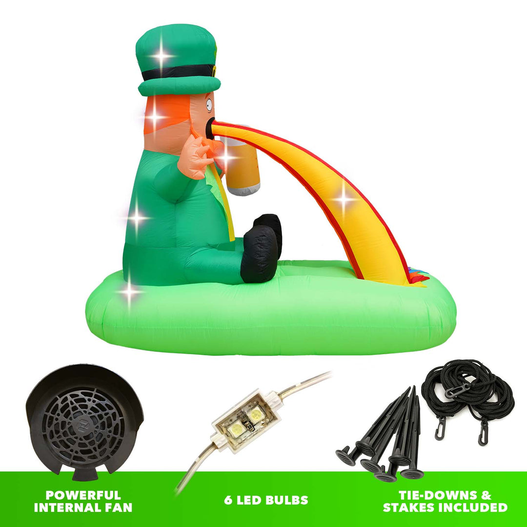 Holidayana Holiday Decorations 6ft Tall Saint Patrick's Day Puking Leprechaun Lawn Inflatable, Bright Lights, Built-in Fan, And Included Stakes And Ropes 4 Holidayana Holiday Decorations 6ft Tall Saint Patrick's Day Puking Leprechaun Lawn Inflatable, Bright Lights, Built-in Fan, And Included Stakes And Ropes