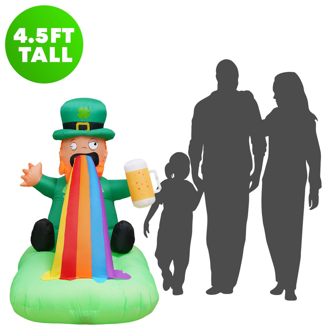 Holidayana Holiday Decorations 6ft Tall Saint Patrick's Day Puking Leprechaun Lawn Inflatable, Bright Lights, Built-in Fan, And Included Stakes And Ropes 2 Holidayana Holiday Decorations 6ft Tall Saint Patrick's Day Puking Leprechaun Lawn Inflatable, Bright Lights, Built-in Fan, And Included Stakes And Ropes