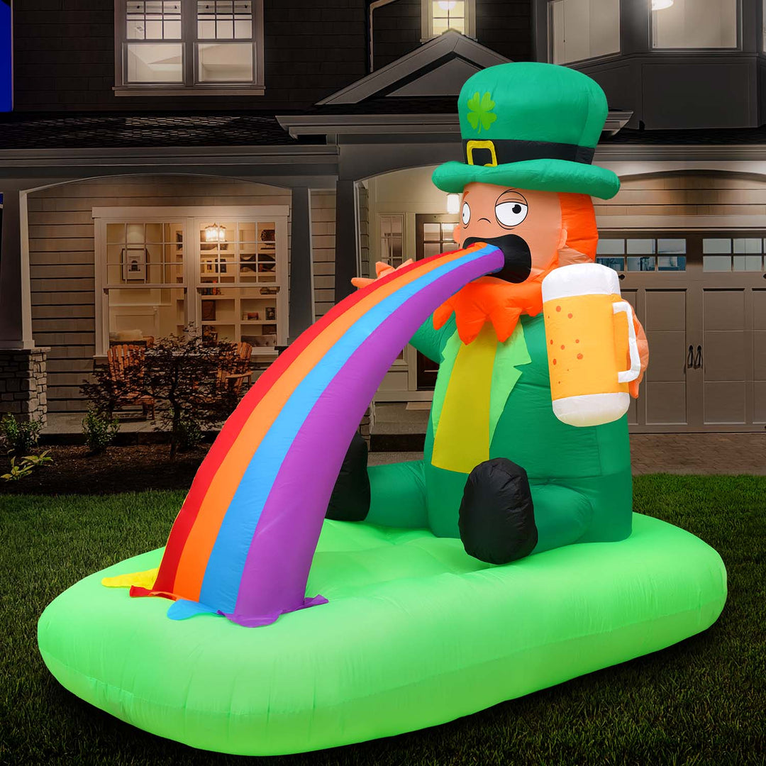 Holidayana Holiday Decorations 6ft Tall Saint Patrick's Day Puking Leprechaun Lawn Inflatable, Bright Lights, Built-in Fan, And Included Stakes And Ropes 1 Holidayana Holiday Decorations 6ft Tall Saint Patrick's Day Puking Leprechaun Lawn Inflatable, Bright Lights, Built-in Fan, And Included Stakes And Ropes