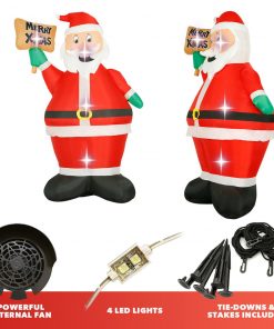 Holidayana HOME GOODS 8 Ft Inflatable Christmas Santa With Sign Outdoor Decoration