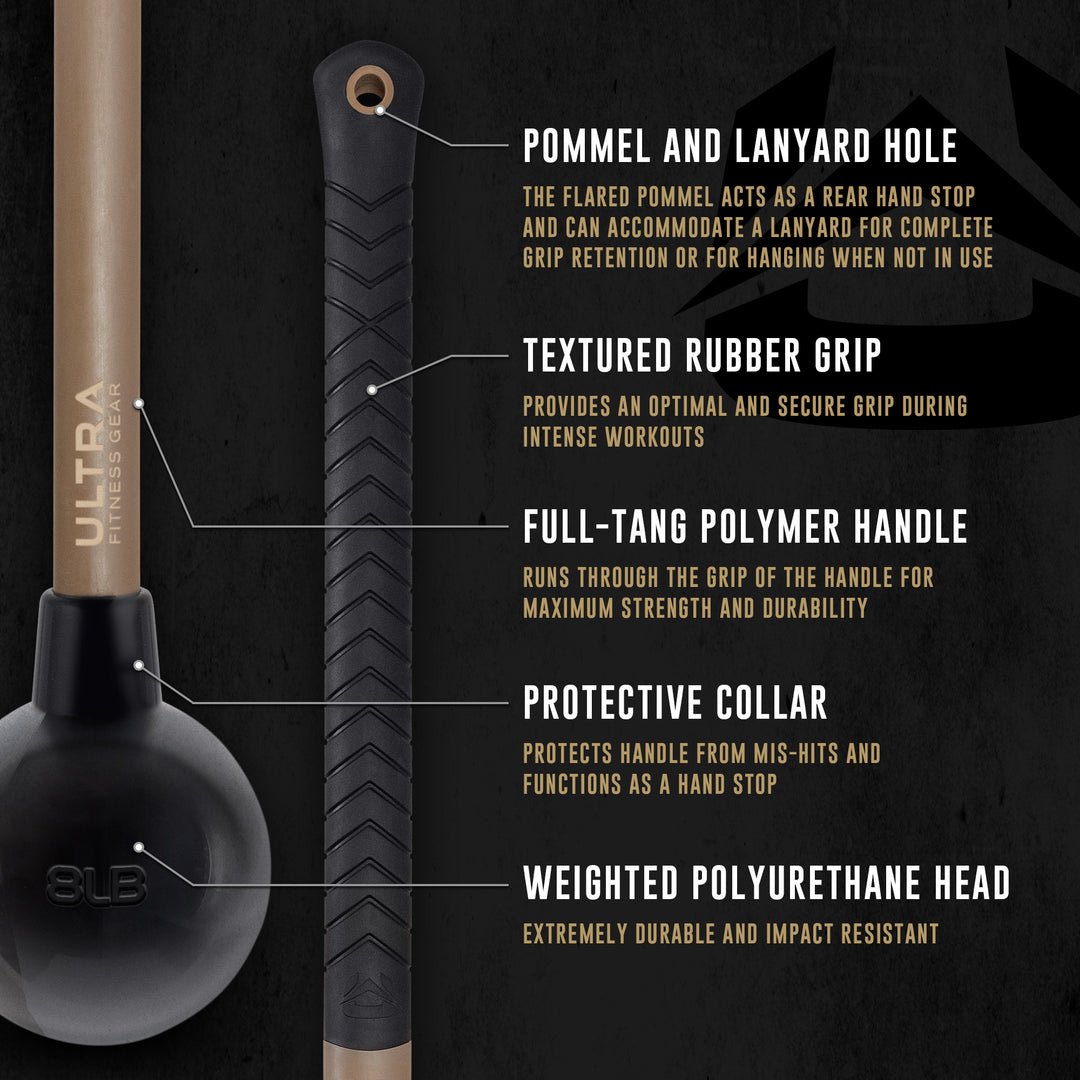 Ultra Fitness Gear Ultra Fitness Workout Mace Bell - 8 & 12 Lbs Sledge Hammer With Anti-Slip Handle For Functional Core Training Exercise 3 Ultra Fitness Gear Ultra Fitness Workout Mace Bell - 8 & 12 Lbs Sledge Hammer With Anti-Slip Handle For Functional Core Training Exercise