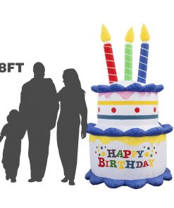 Holidayana HOME GOODS Inflatable Birthday Cake With Candles Party Decoration With Built-In Fan And LED Lights