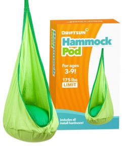 Driftsun Kids Indoor And Outdoor Hammock Pod Package, Green Trim