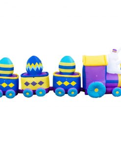 Holidayana Inflatable Easter Bunny Train Decoration With Engine And 3 Cars With Built-In Fan And LED Lights