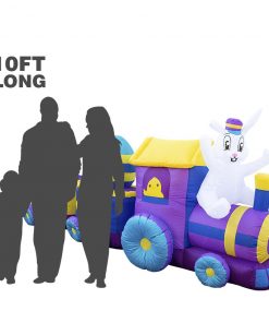 Holidayana HOME GOODS Inflatable Easter Bunny Train Decoration With Engine And 2 Cars With Built-In Fan And LED Lights 8 Holidayana HOME GOODS Inflatable Easter Bunny Train Decoration With Engine And 2 Cars With Built-In Fan And LED Lights
