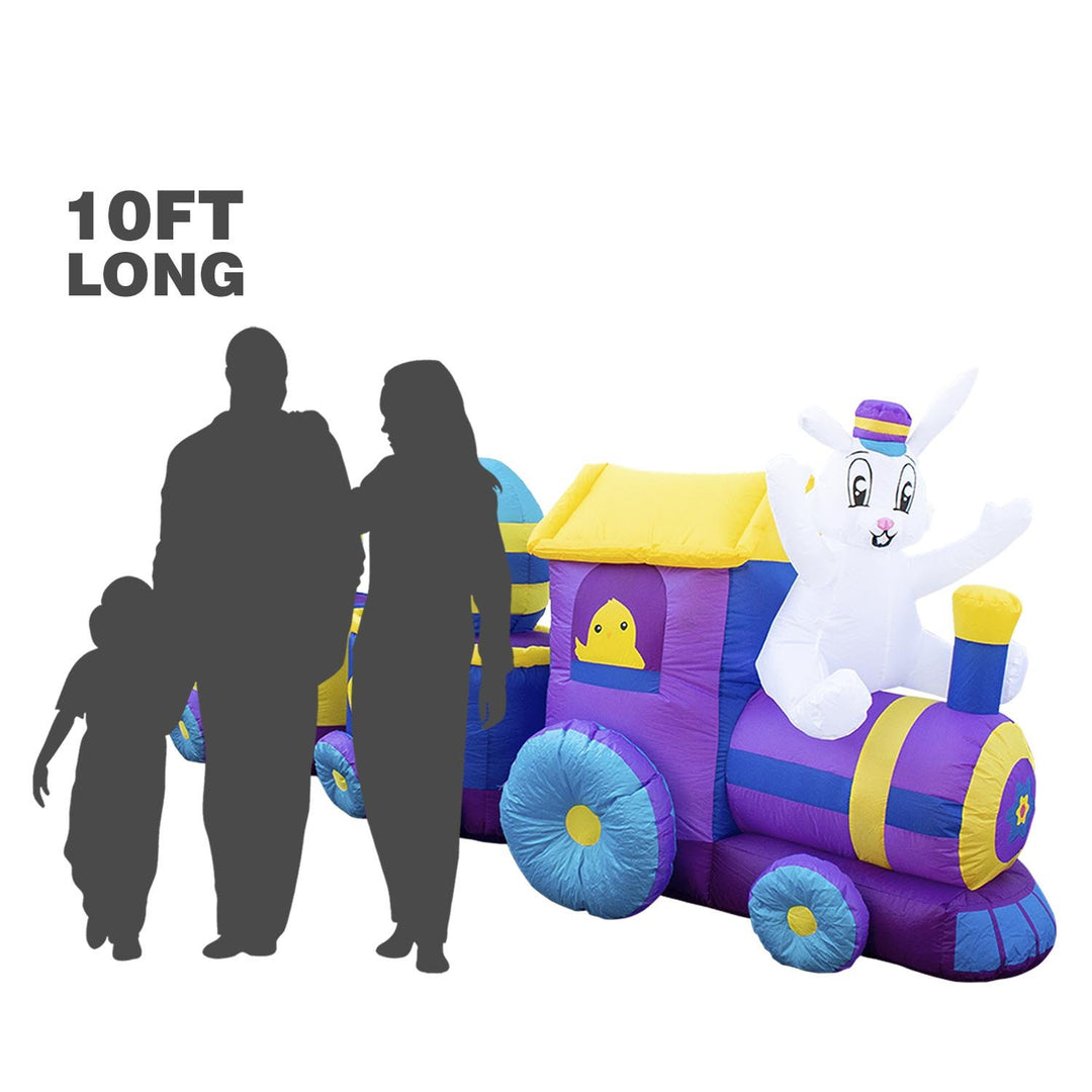 Holidayana HOME GOODS Inflatable Easter Bunny Train Decoration With Engine And 2 Cars With Built-In Fan And LED Lights 3 Holidayana HOME GOODS Inflatable Easter Bunny Train Decoration With Engine And 2 Cars With Built-In Fan And LED Lights