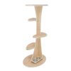 Frontpet Futuristic Cat Tree With Natural Wood Finish & Built In Food Bowls