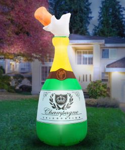 Holidayana HOME GOODS Inflatable Champagne Bottle Decoration With Built-In Fan And LED Lights