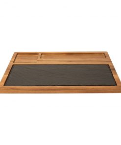 Zelancio Slate Cheese Board, 12 Piece Charcuterie Set Includes 4 Stainless Steel Cheese Knives, Bigger Acacia Serving Tray With Slate Board, And Wood Tool Holder