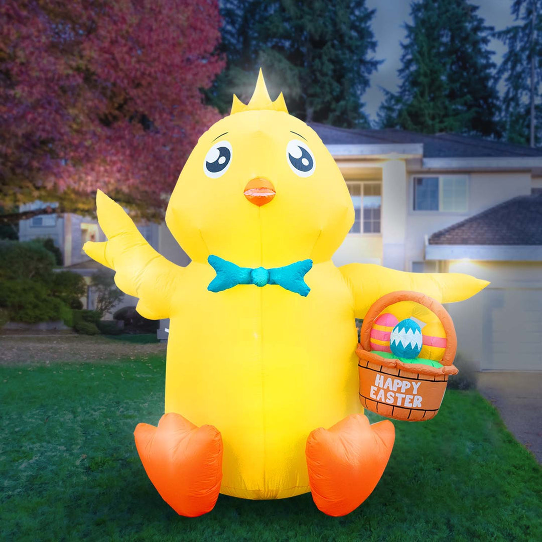 Holidayana Inflatable Easter Baby Chick With Easter Eggs Basket Decoration With Built-In Fan And LED Lights 1 Holidayana Inflatable Easter Baby Chick With Easter Eggs Basket Decoration With Built-In Fan And LED Lights