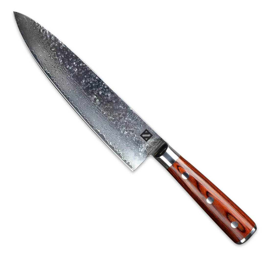 Zelancio Kitchen 6 Piece Hammered Damascus Steel Knife Set With 16-Layer Steel Blade And Teak Handle 3 Zelancio Kitchen 6 Piece Hammered Damascus Steel Knife Set With 16-Layer Steel Blade And Teak Handle