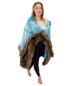 Moonstone Faux Wolf Fur Blanket With Button Straps And Storage Pocket, 54 Inches X 64 Inches HOME GOODS 26 Moonstone Faux Wolf Fur Blanket With Button Straps And Storage Pocket, 54 Inches X 64 Inches HOME GOODS