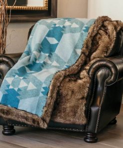 Moonstone Faux Wolf Fur Blanket With Button Straps And Storage Pocket, 54 Inches X 64 Inches HOME GOODS