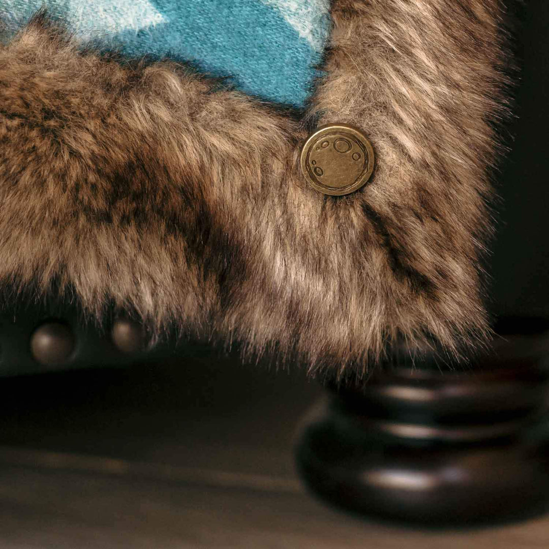 Moonstone Faux Wolf Fur Blanket With Button Straps And Storage Pocket, 54 Inches X 64 Inches HOME GOODS 3 Moonstone Faux Wolf Fur Blanket With Button Straps And Storage Pocket, 54 Inches X 64 Inches HOME GOODS