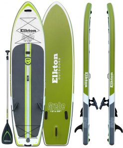 SPORTING GOODS Elkton Outdoors 12' Inflatable Fishing Paddle Board Kit WIth 2 Fishing Rod Holders & Accessory Mount
