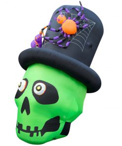 Holidayana 6 Ft Inflatable Halloween Top Hat Skull Yard Decoration Lawn Inflatables