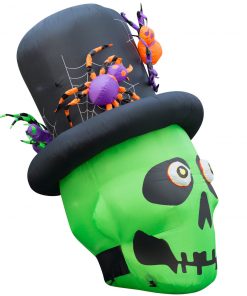 Holidayana 6 Ft Inflatable Halloween Top Hat Skull Yard Decoration Lawn Inflatables