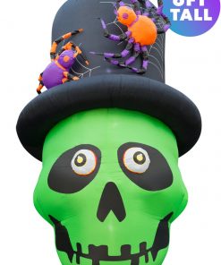 Holidayana 6 Ft Inflatable Halloween Top Hat Skull Yard Decoration Lawn Inflatables