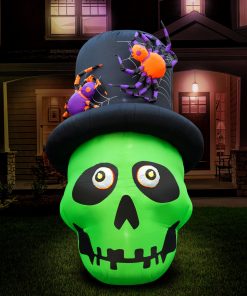 Holidayana 6 Ft Inflatable Halloween Top Hat Skull Yard Decoration Lawn Inflatables