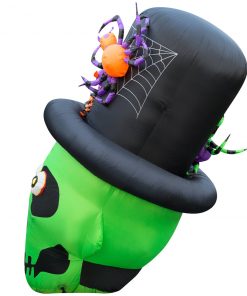 Holidayana 6 Ft Inflatable Halloween Top Hat Skull Yard Decoration Lawn Inflatables