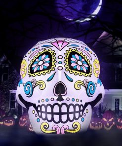 Holidayana Inflatable Halloween Skull Decoration With Built-In Fan And LED Lights HOME GOODS