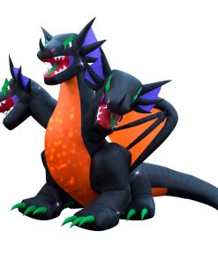 Holidayana 10 Ft Inflatable Halloween 3-Headed Dragon Yard Decoration