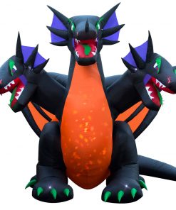 Holidayana 10 Ft Inflatable Halloween 3-Headed Dragon Yard Decoration