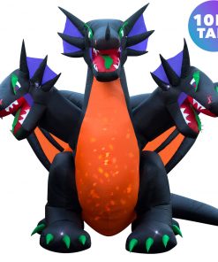 Holidayana 10 Ft Inflatable Halloween 3-Headed Dragon Yard Decoration