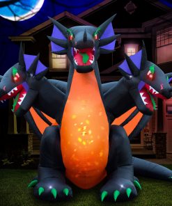 Holidayana 10 Ft Inflatable Halloween 3-Headed Dragon Yard Decoration