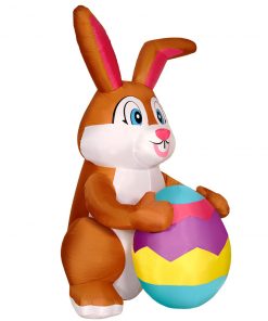 Holidayana LAWN & GARDEN DECOR 9ft Tall Easter Bunny With Egg Lawn Inflatable, Bright Lights, Built-in Fan, And Included Stakes And Ropes 13 Holidayana LAWN & GARDEN DECOR 9ft Tall Easter Bunny With Egg Lawn Inflatable, Bright Lights, Built-in Fan, And Included Stakes And Ropes