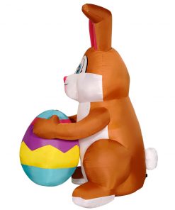 Holidayana LAWN & GARDEN DECOR 9ft Tall Easter Bunny With Egg Lawn Inflatable, Bright Lights, Built-in Fan, And Included Stakes And Ropes 15 Holidayana LAWN & GARDEN DECOR 9ft Tall Easter Bunny With Egg Lawn Inflatable, Bright Lights, Built-in Fan, And Included Stakes And Ropes