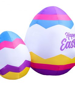 Holidayana 6ft Tall Easter Eggs Lawn Inflatable, Bright Lights, Built-in Fan, And Included Stakes And Ropes