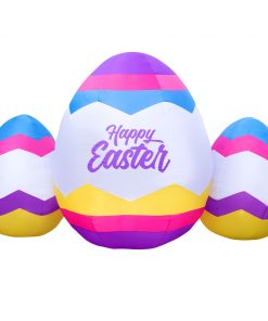 Holidayana 6ft Tall Easter Eggs Lawn Inflatable, Bright Lights, Built-in Fan, And Included Stakes And Ropes