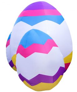 Holidayana 6ft Tall Easter Eggs Lawn Inflatable, Bright Lights, Built-in Fan, And Included Stakes And Ropes