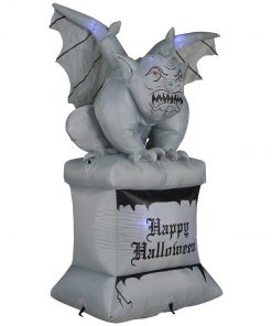 Holidayana 8 Ft Perched Stone Gargoyle On Pedestal Halloween Inflatable