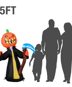 Holidayana HOME GOODS 5 Ft Pumpkin Head Reaper With Scythe Halloween Inflatable